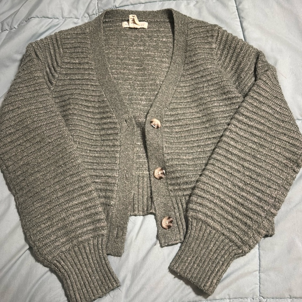 Olive Green Cropped Cardigan